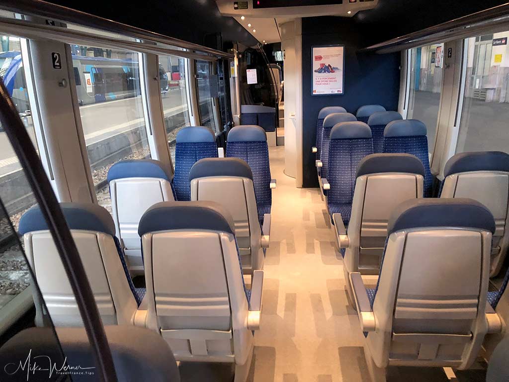 Inside a modern regional TER train