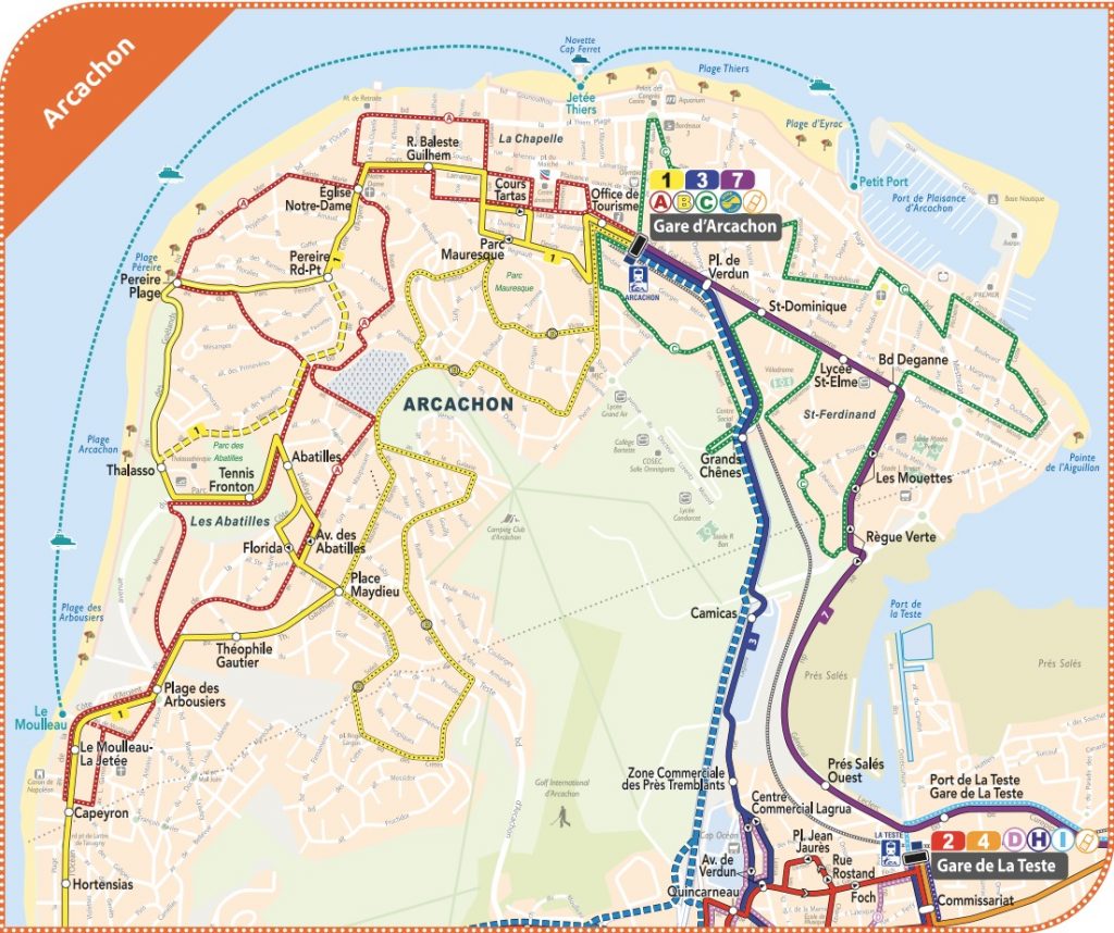 Arcachon Baia Bus network map