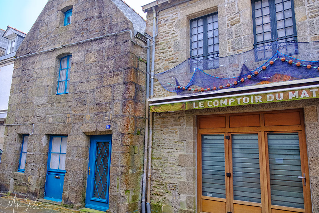 Old style shops in the walled city of Concarneau