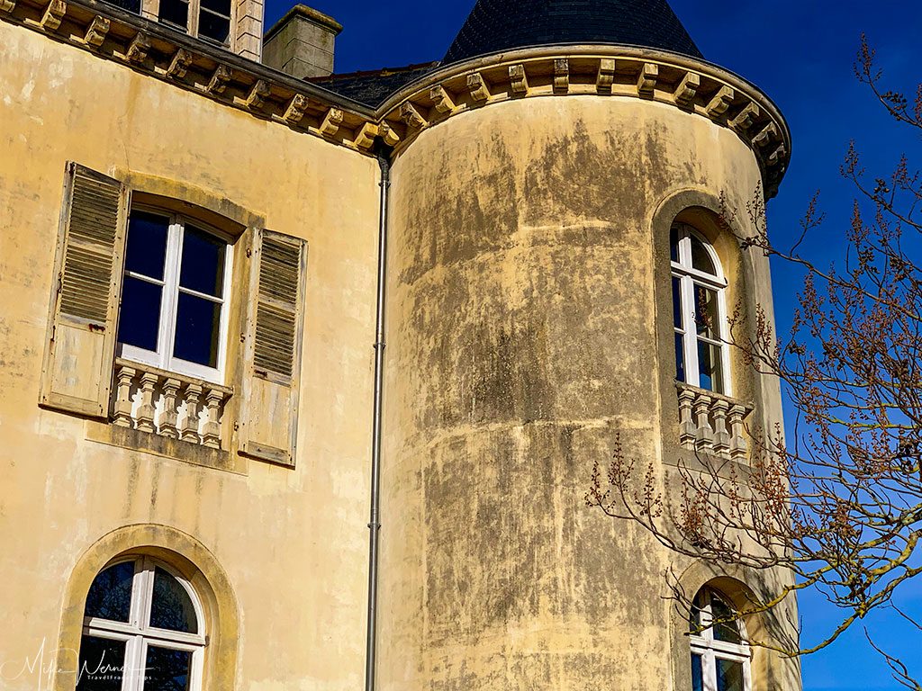 Close up of one of the 4 towers of the Villa Eugenie in Dinard