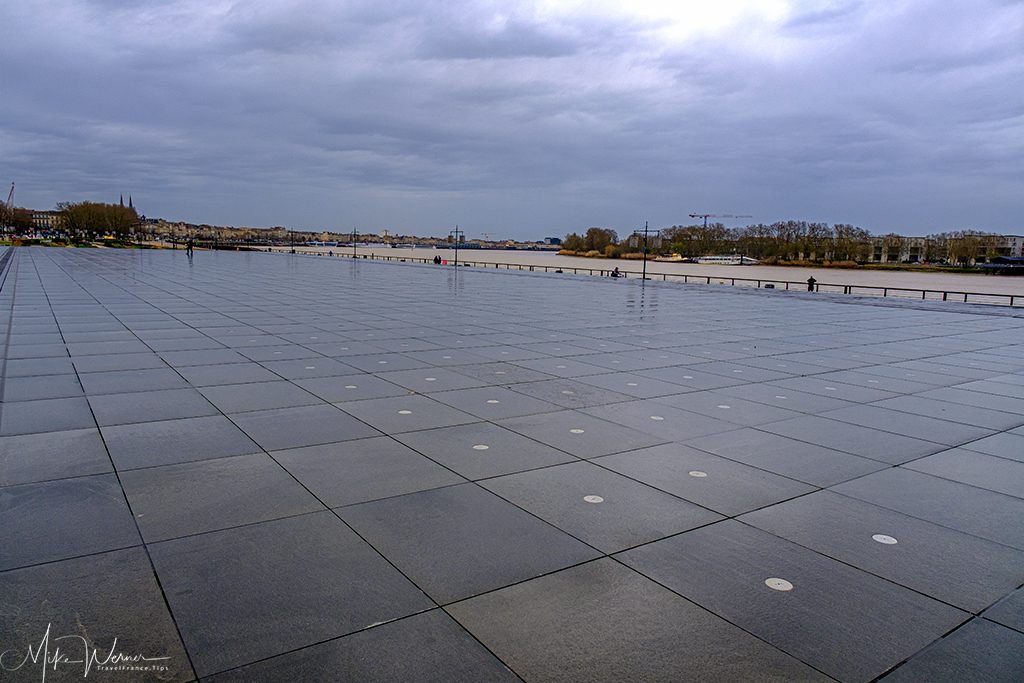 The 'Miroir d'eau' (Water Mirror) alongside the Garonne river in Bordeaux