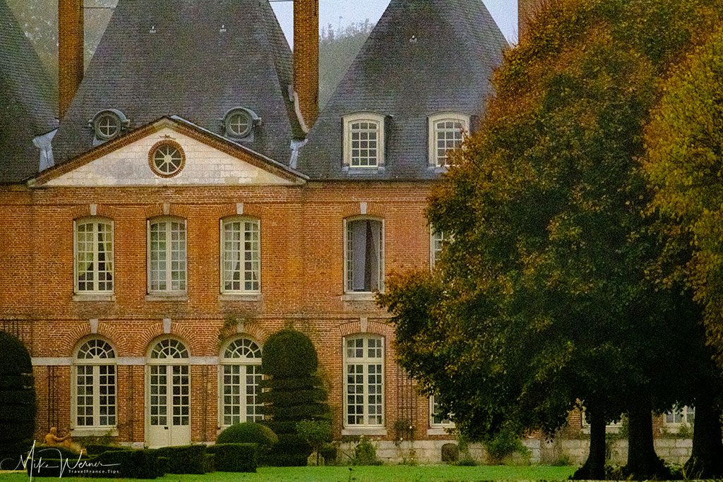 Main building of the Mesnil-Geoffroy castle in Normandy