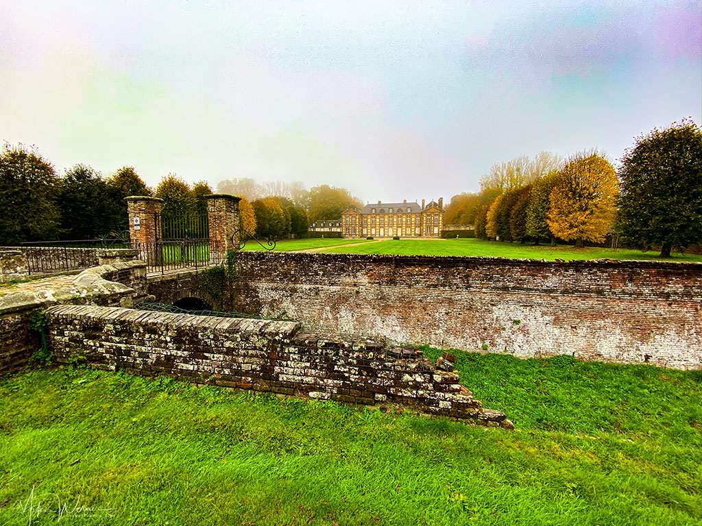 Part of the small 'moat' of the Chateau de Bretteville at  Bretteville-Saint-Laurent in Normandy