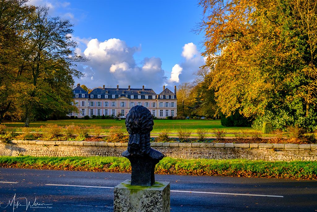 The bust of the Empress Sissi is watching over the Sissi castle in Sassetot-le-Mauconduit in Normandy