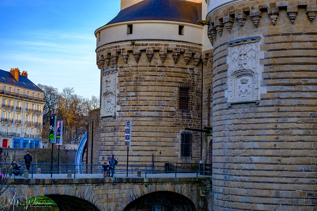 Side view of the entrance towers of the Duke's castle in Nantes