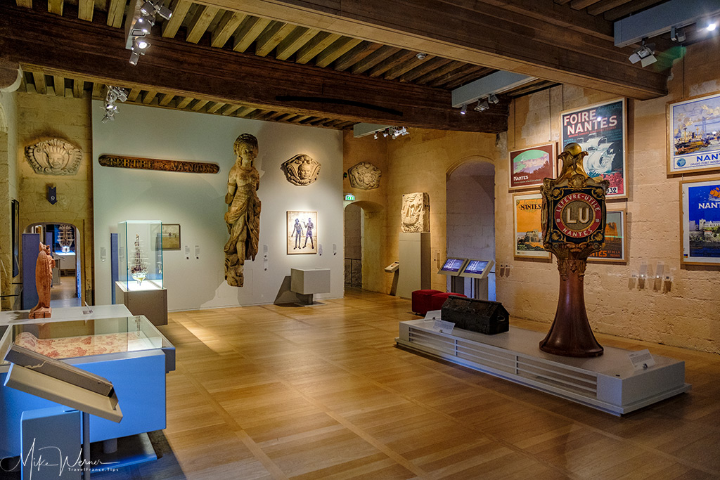 Life in Nantes exhibition, including  a replica of the LU Tower inside the Nantes castle museum