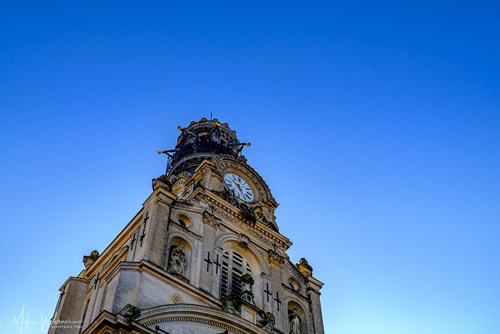 The top of the belltower of the Sainte-Croix church in Nantes