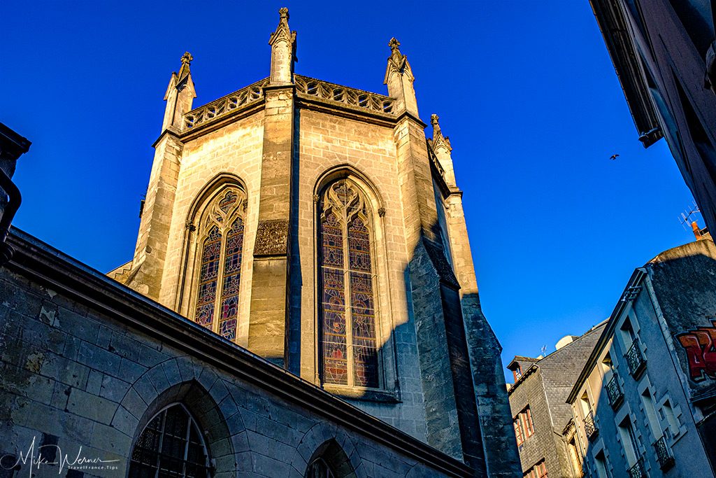 The steeple of the Sainte-croix church in Nantes