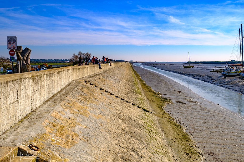 The canal and the marshes in the distance in Noirmoutier-en-l'Ile