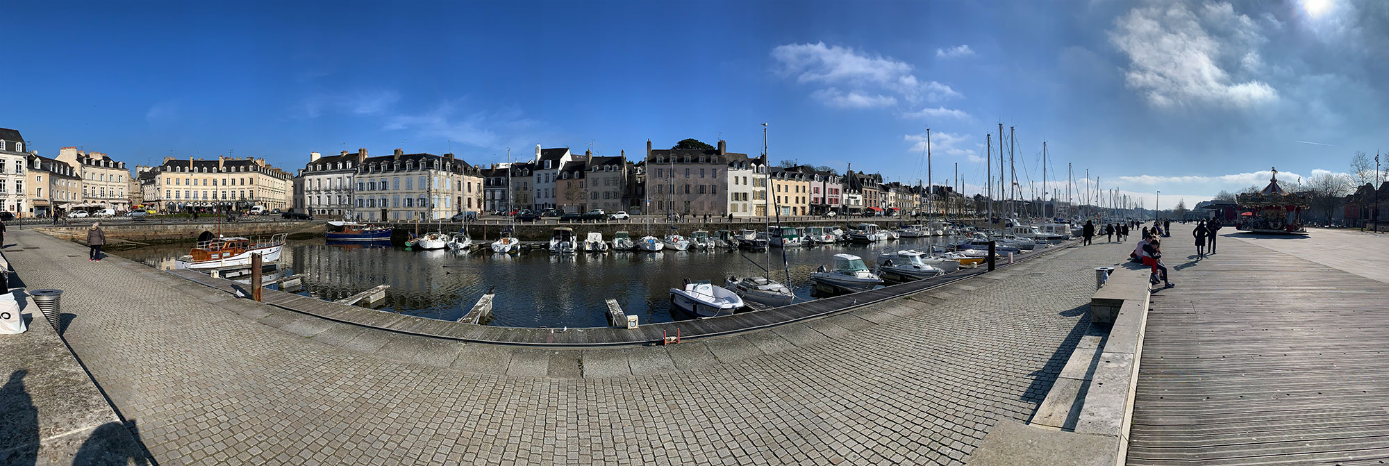 Panoramic photo of the pleasure boats marina in Vannes, Brittany