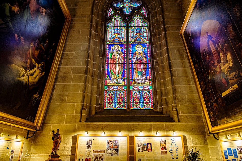 Stained glass at the Saint-Meriadec-and-Saint-Patern chapel (Patern was the 1st bishop here) at the Saint-Pierre cathedral of Vannes