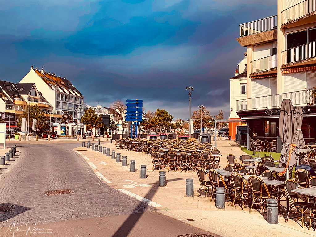 Cafe terraces in Quiberon, Brittany