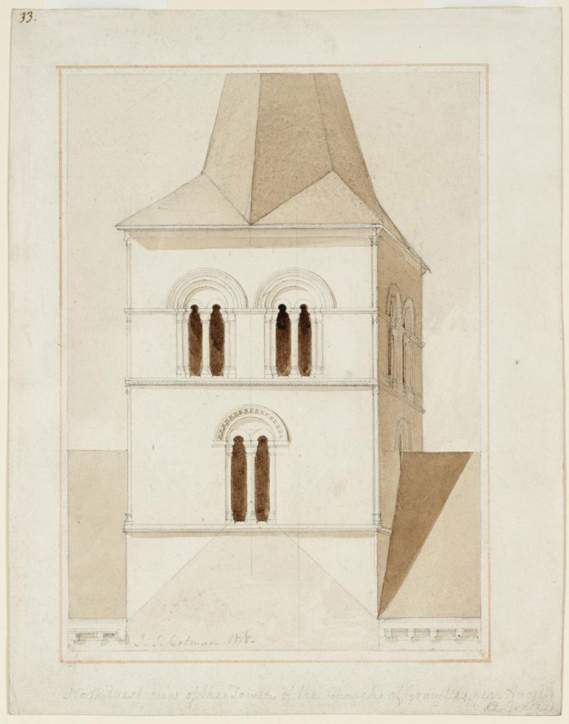 1818 John Cotman - North West View of the Tower of the Church of Graville, Near Havre de Grace