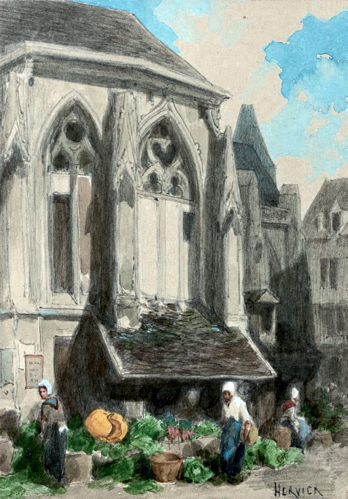 ???? - Louis Hervier  - Market in front of the Saint Sauveur church in Caen