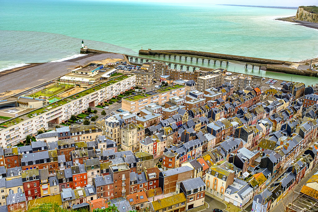 View of the town and harbour from the top of the cliffs of Le Treport