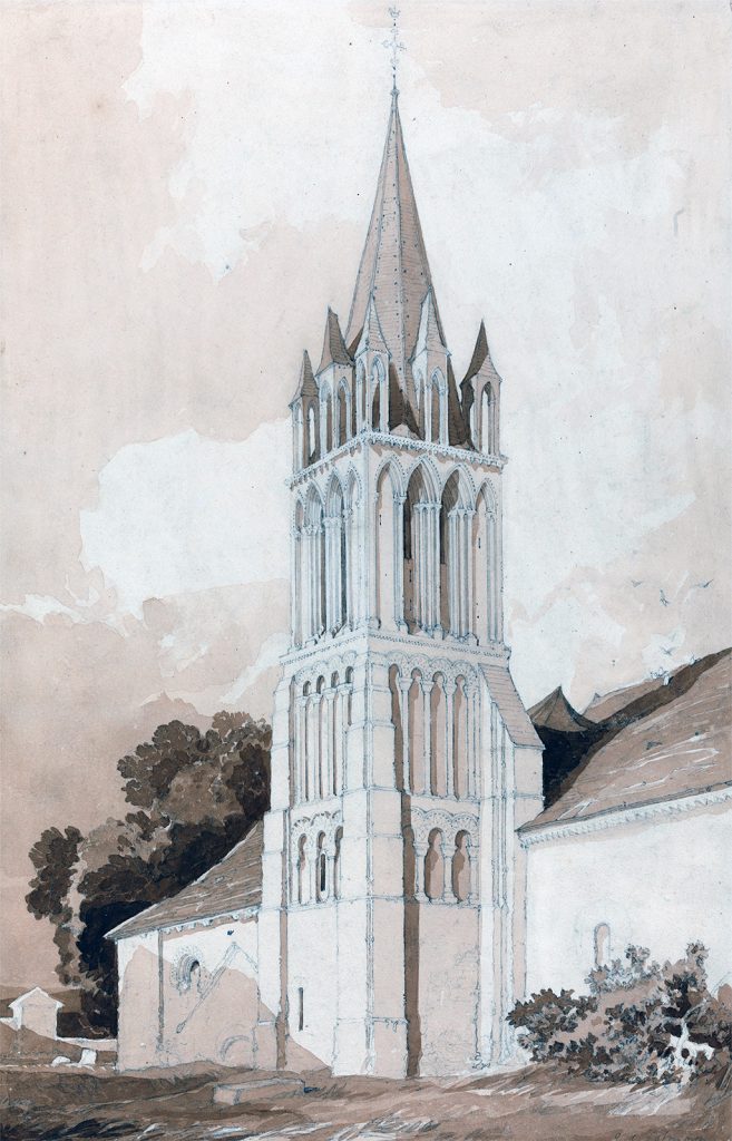 1820 - John Sell Cotman - South-East View of the Church of Ifs, Near Caen, Normandy