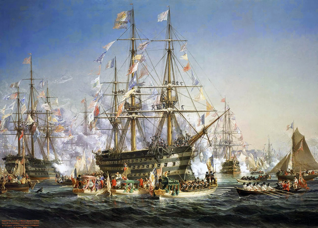 1858 - Jules Achille Noel - Napoleon III receiving Queen Victoria at Cherbourg, 5 August 1858