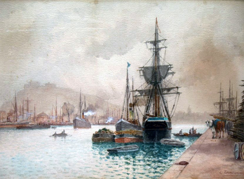 1892 - Louis-Etienne Timmermans - Boats at docks, Cherbourg