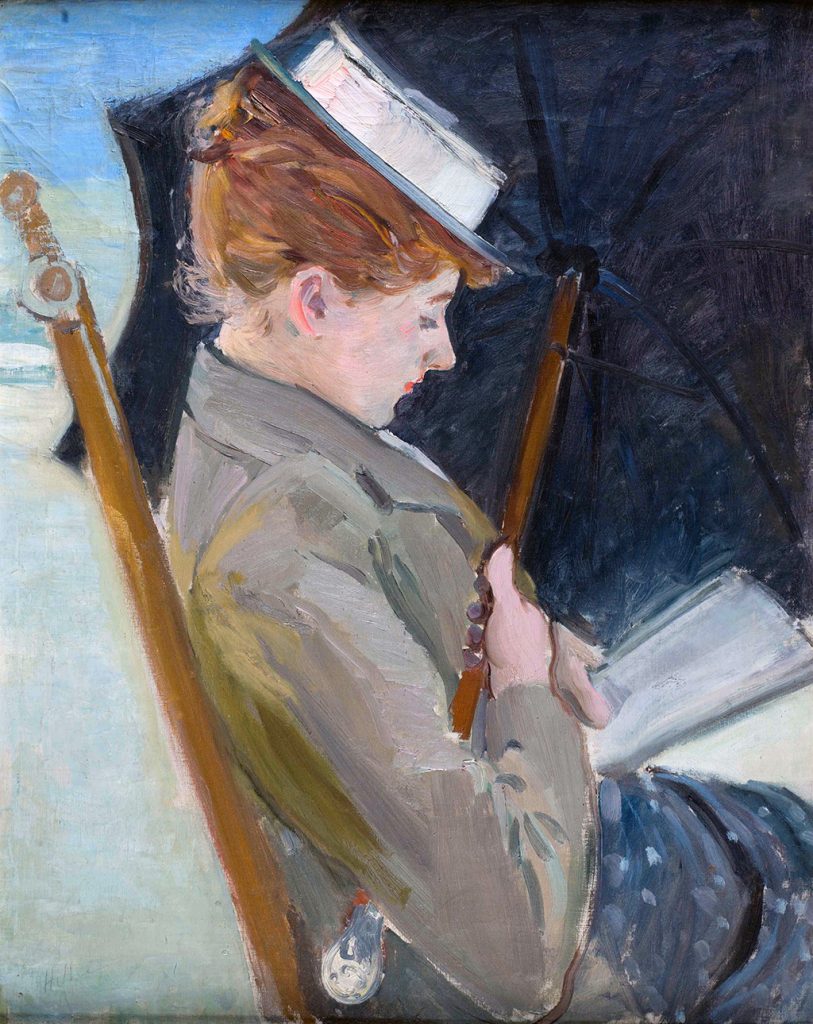 1896 - Paul Cesar Helleu - Alice Helleu reading on the Beach of Deauville