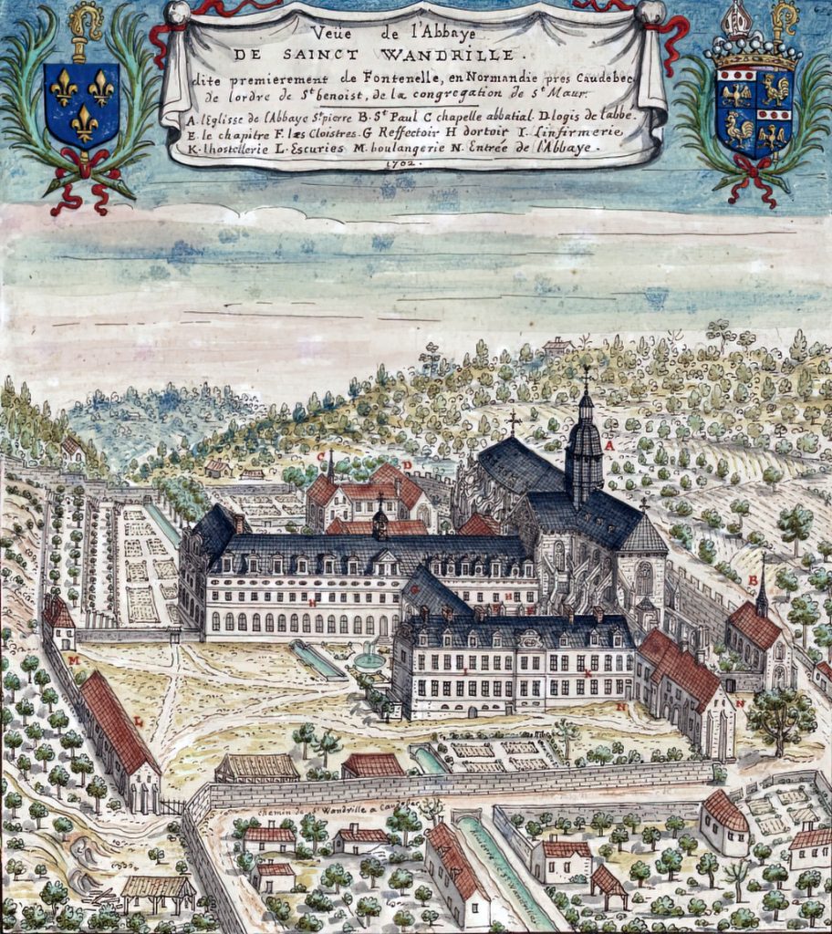 1702 - Louis Boudan - View of the Abbey of Saint Wandrille, initially known as Fontenelle, in Normandy near Caudebec of the order of St Benoist, of the congregation of St Maur