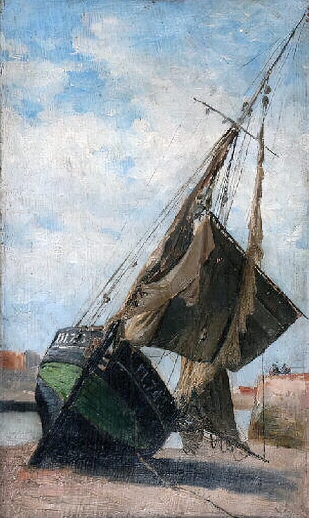 ????- Frank Myers Boggs - Fishing boat aground in the port of Dieppe