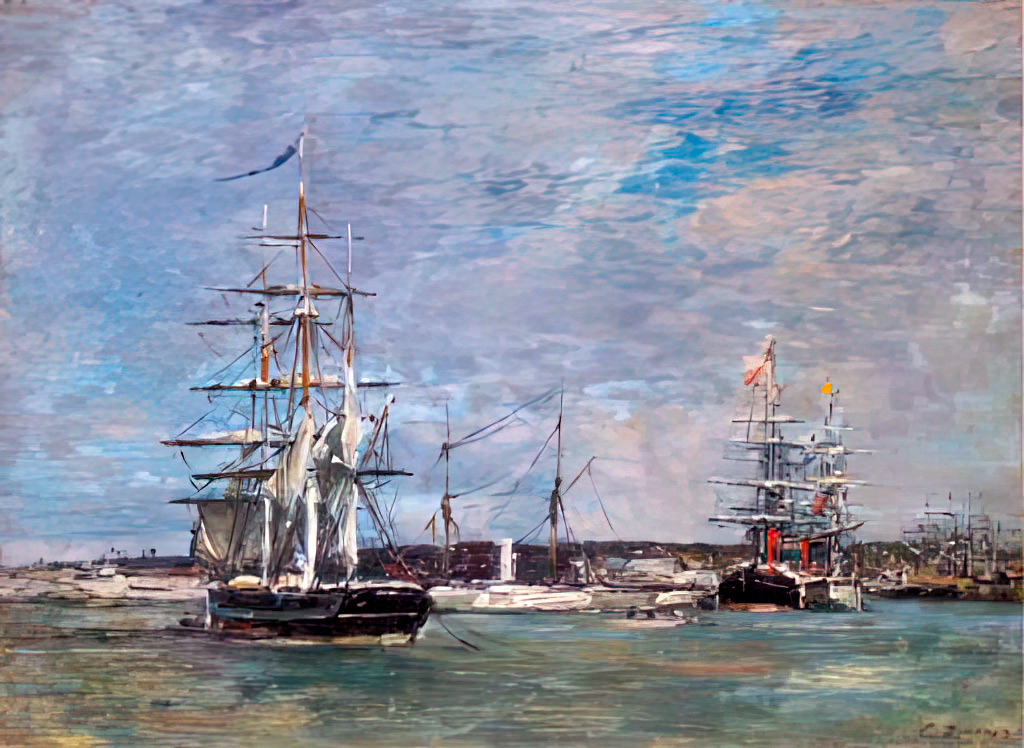 1864 - Eugene Louis Boudin - Le Havre. A Basin
