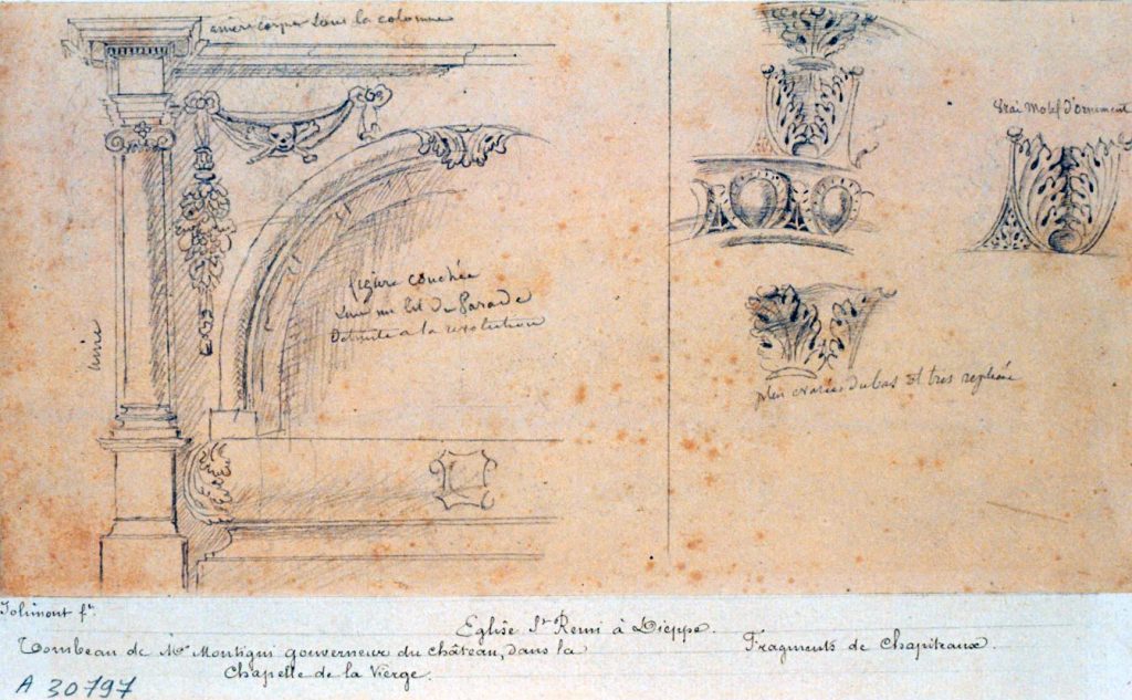 ???? - Theodore Basset de Jolimont - Saint-Remy Church in Dieppe. Tomb of M. Montigny, governor of the castle, in the Chapelle-de-la-Vierge. Fragments of marquee