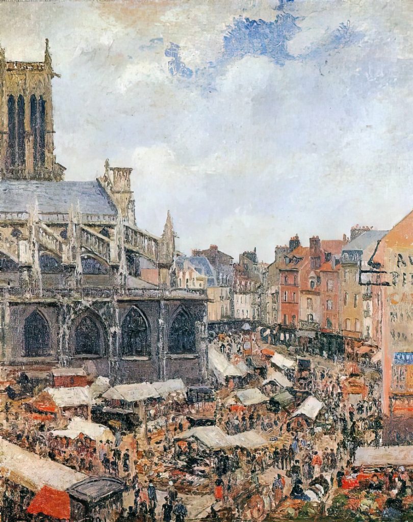 1901 - Camille Pissarro - The market surrounding the church of Saint-Jacques, Dieppe