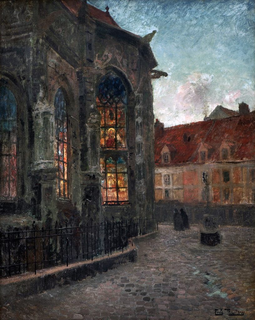 1904 - Fritz Thaulow - Apse of the Church of St.-Jacques, Dieppe. On the way to Evening Mass