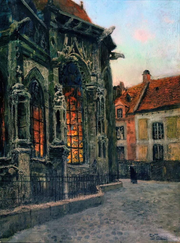 1904 - Fritz Thaulow - Apse of the Church of St.-Jacques, Dieppe. On the way to Evening Mass