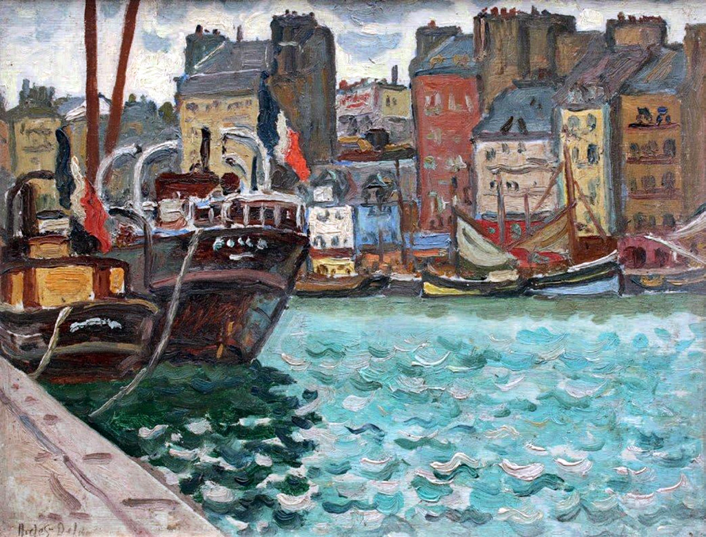 ???? - Henri de Saint-Delis - Boats at the quay in the Vieux Bassin in Honfleur