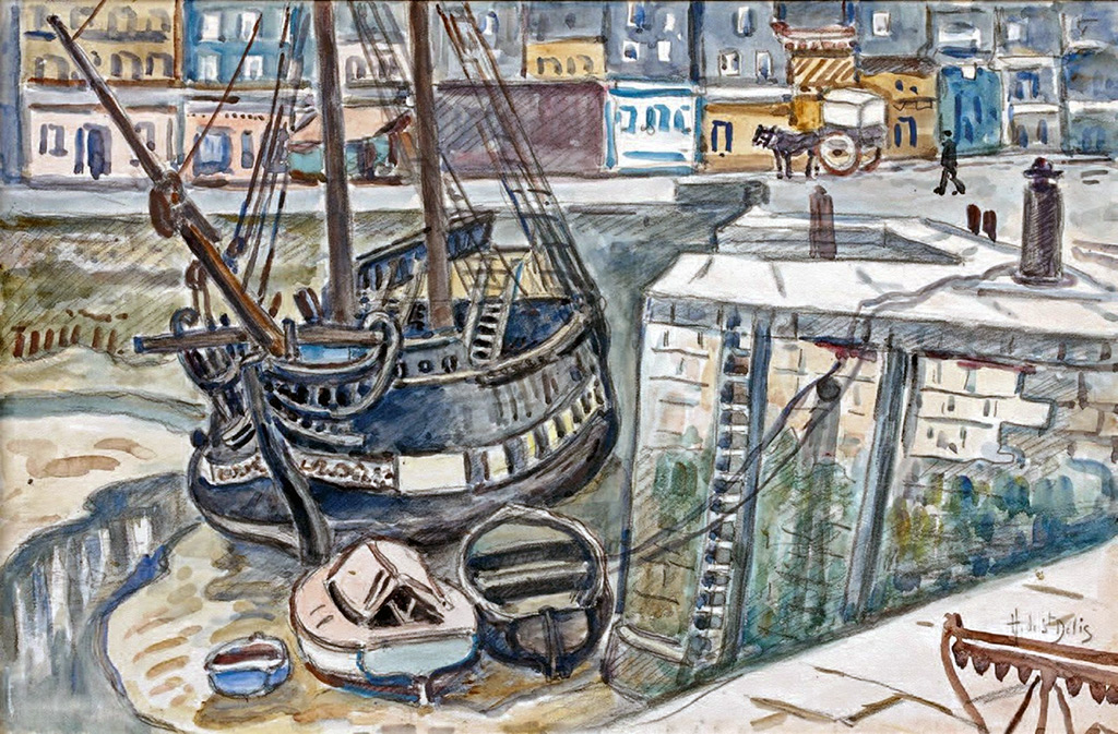 ???? - Henri de Saint-Delis - The Izarra caravel at the foot of the Lieutenancy in Honfleur