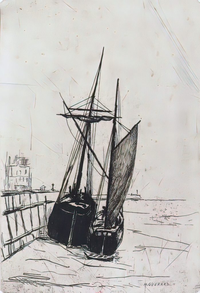 1875 - Henri-Charles Guerard -, Boats Stranded, Honfleur