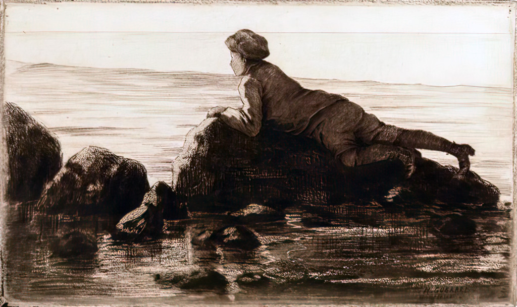 1891 - Henri-Charles Guerard - Honfleur, Child on the Rocks