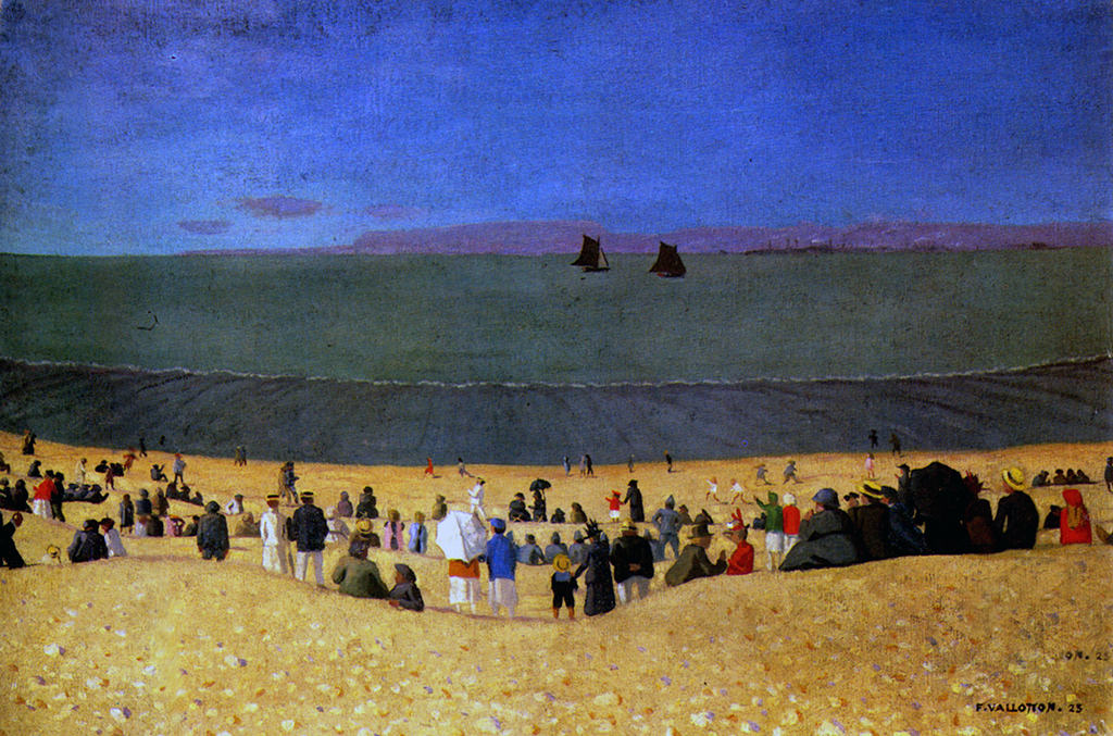 1919 - Felix Vallotton - The Beach with Honfleur, Gold beach with multitude off figures