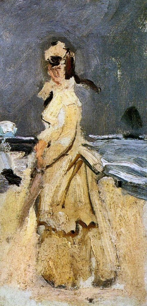 1870 - Claude Monet - Camille on the beach at Trouville