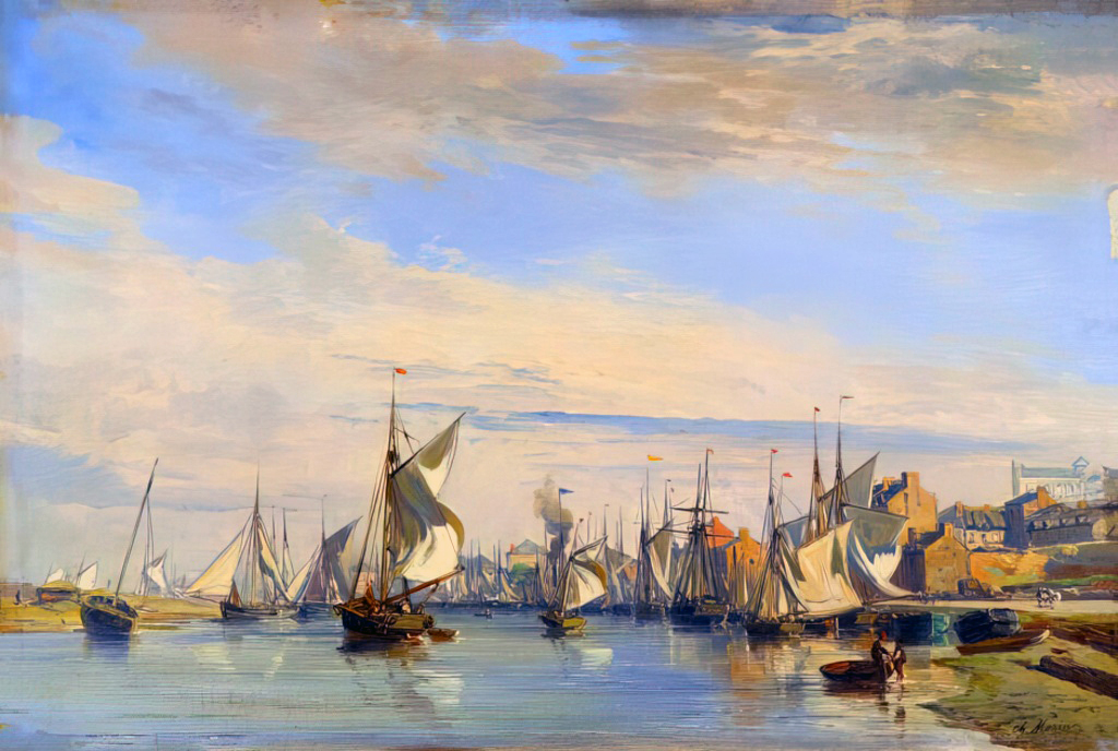 ???? - Charles-Louis Mozin - Boats on the Touques river