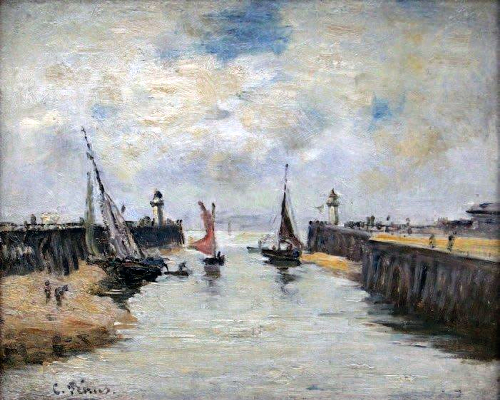 ???? - Charles-Francois Pecrus - Boats in the Trouville channel
