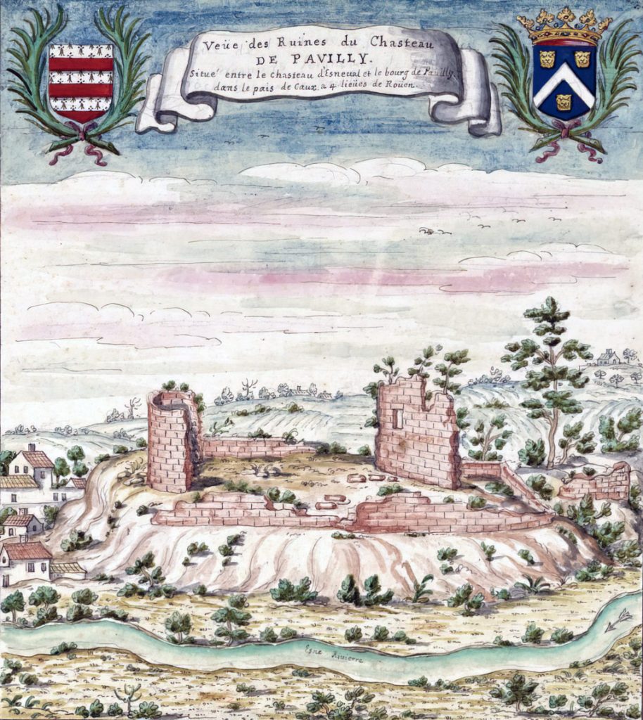 1702 - Louis Boudan - View of the ruins of the Chateau de Pavilly, located between the chateau of Esneval and the town of Pavilly, in the Pays de Caux, 4 leagues from Rouen