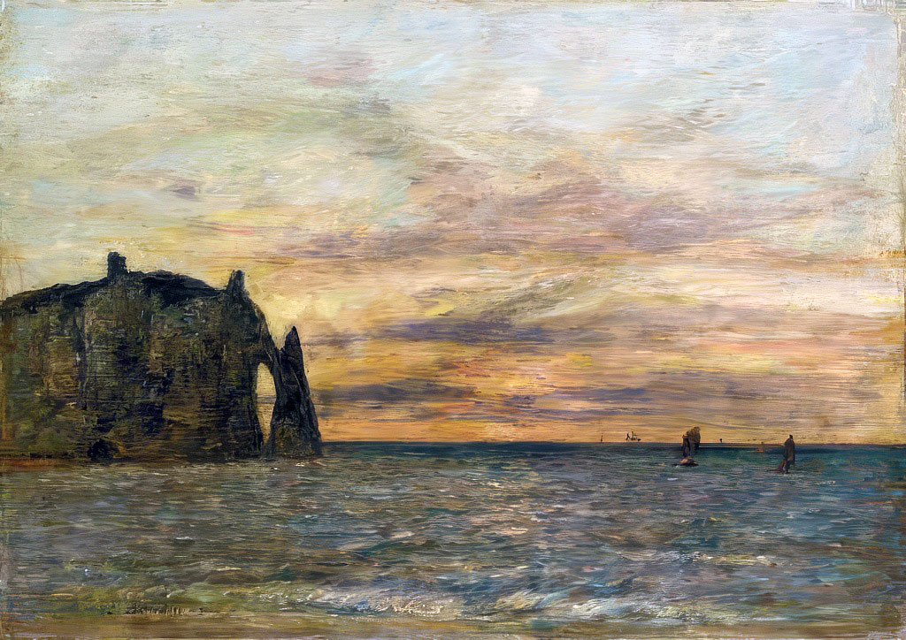1890 - Eugene-Louis Boudin - Etretat, Aval cliff at sunset