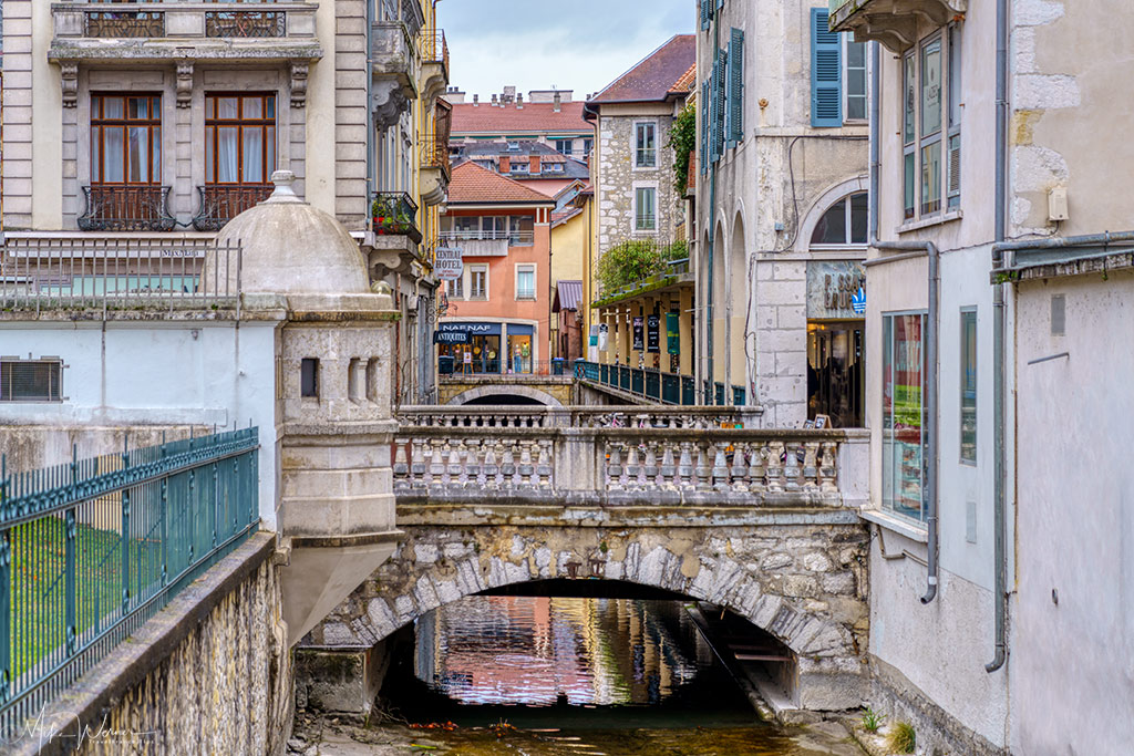 Two bridges over the canal in old Annecy